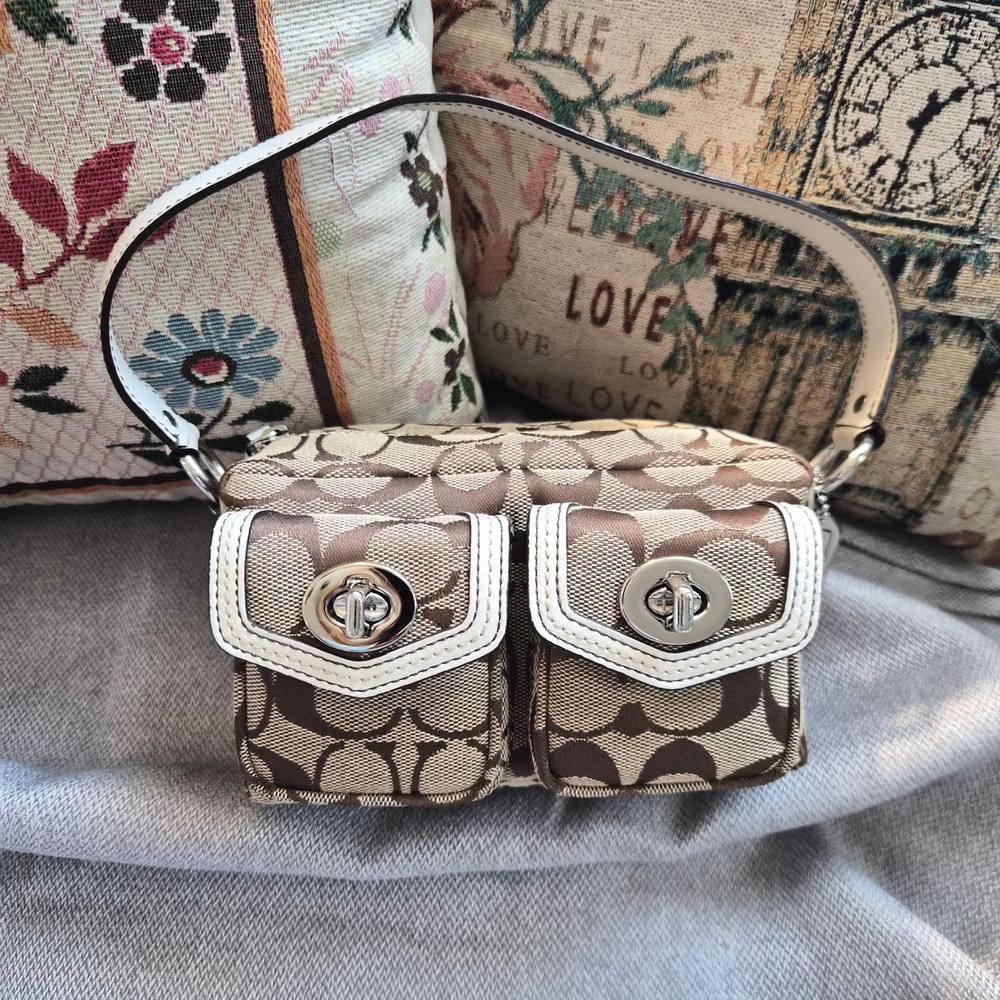 Vintage Rare Coach Y2K Mini Legacy Signature C Canvas Demi Bag Cargo Turnlock